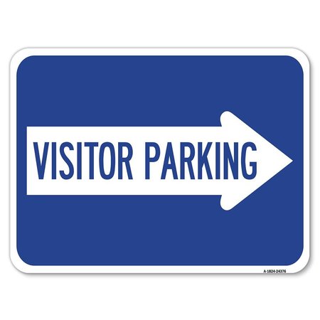 SIGNMISSION Visitor Parking W/ Right Arrow Heavy-Gauge Aluminum Rust Proof Parking Sign, 18" x 24", A-1824-24376 A-1824-24376